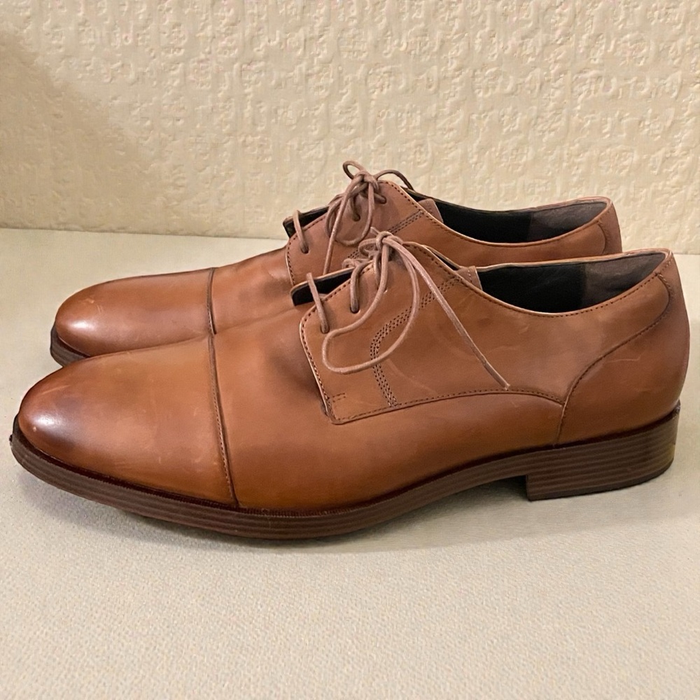 Cole Haan mens shoes grand Os Size 11.5  Cap Toe Lace Up Oxford Leather Brown
